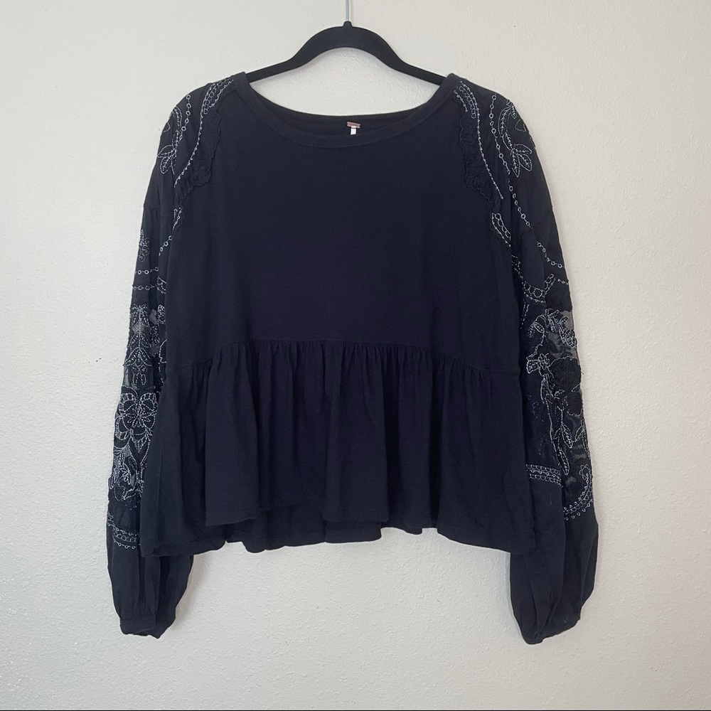 Free People Embroidered Penny Tee